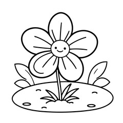 Cute vector illustration Flower drawing for kids colouring activity