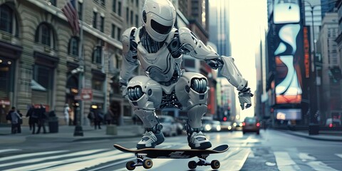 photo of AI robot skateboarding