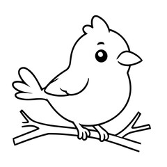 Simple vector illustration of Bird for kids colouring worksheet