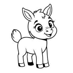 Cute vector illustration Donkey doodle for kids coloring worksheet
