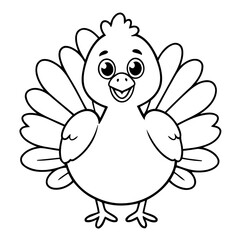 Vector illustration of a cute Turkey drawing for children page