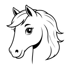 Simple vector illustration of Horse colouring page for kids