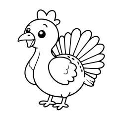 Vector illustration of a cute Turkey doodle for children worksheet