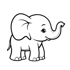 Fototapeta premium Vector illustration of a cute Elephant drawing for kids colouring page