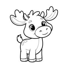 Cute vector illustration Moose doodle for toddlers colouring page