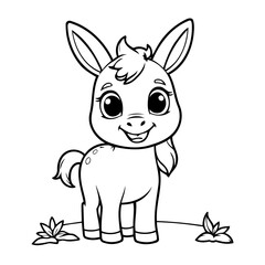 Simple vector illustration of Donkey drawing colouring activity