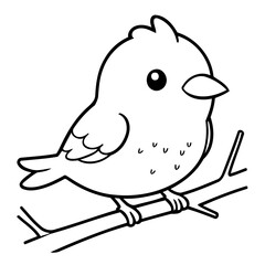 Simple vector illustration of Bird drawing for kids colouring page