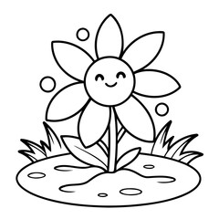 Simple vector illustration of Flower drawing for kids page