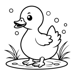 Cute vector illustration Duck for kids coloring activity page