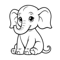 Cute vector illustration Elephant doodle for children worksheet