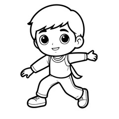 Simple vector illustration of Boy drawing for toddlers book