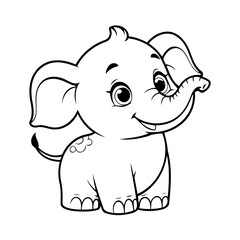 Simple vector illustration of Elephant drawing for toddlers book