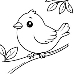 Cute vector illustration Bird doodle for toddlers colouring page