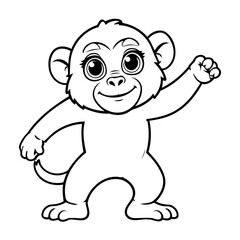 Vector illustration of a cute Baboon drawing for kids colouring activity