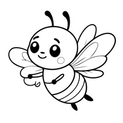 Simple vector illustration of Bee drawing for children page