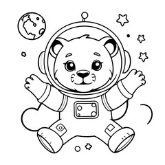 Simple vector illustration of Lion drawing for kids colouring activity