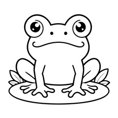 Vector illustration of a cute Bullfrog doodle for kids colouring page