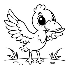 Cute vector illustration Stork drawing for kids colouring activity