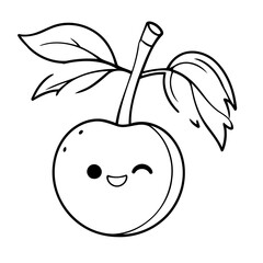 Cute vector illustration Cherry for kids colouring worksheet