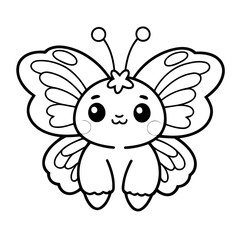 Vector illustration of a cute Butterfly doodle for toddlers coloring activity