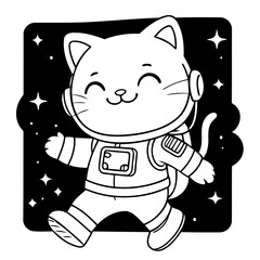 Cute vector illustration catastronaut hand drawn for kids coloring page