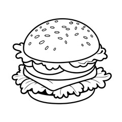 Cute vector illustration Burger doodle colouring activity for kids