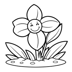 Cute vector illustration Flower doodle for kids coloring worksheet