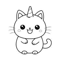 Cute vector illustration Caticorn for children colouring activity