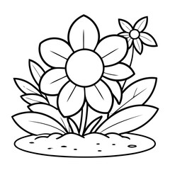 Vector illustration of a cute Flower doodle for toddlers worksheet