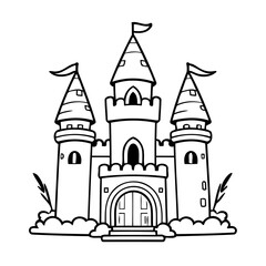 Cute vector illustration Castle doodle for kids colouring page