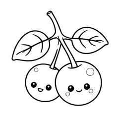 Cute vector illustration Cherry colouring page for kids