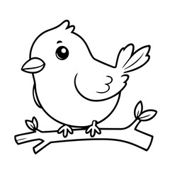Vector illustration of a cute Bird drawing for colouring page