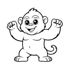 Simple vector illustration of Gorilla drawing for toddlers coloring activity