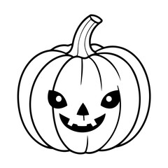 Simple vector illustration of Pumpkin for kids colouring worksheet