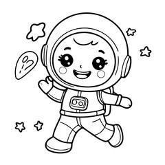 Cute vector illustration dogastronaut hand drawn for kids coloring page