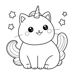 Simple vector illustration of Caticorn drawing for toddlers book