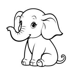 Cute vector illustration Elephant drawing for toddlers book