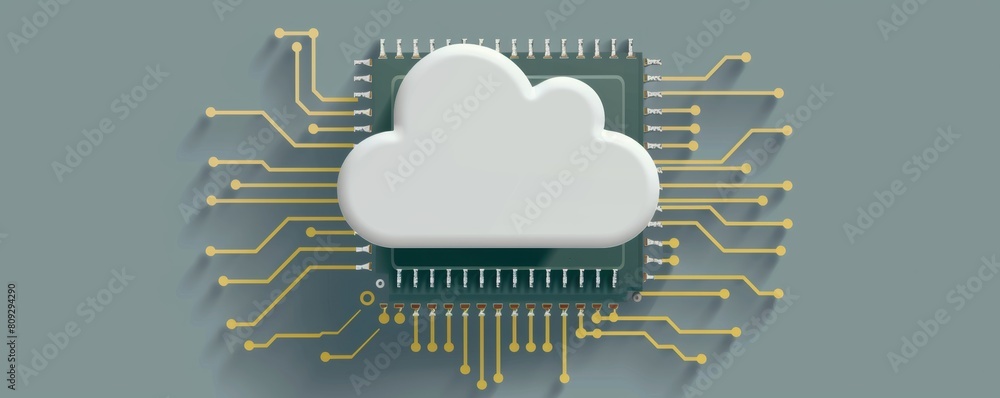 Poster cloud computing concept on circuit board