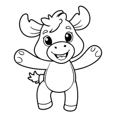Cute vector illustration Moose drawing for toddlers colouring page