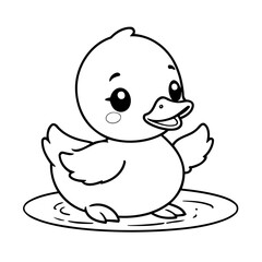 Simple vector illustration of Duck drawing for children page