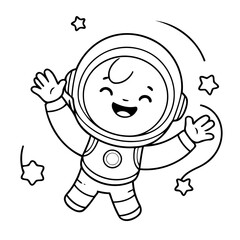 Cute vector illustration dogastronaut hand drawn for toddlers