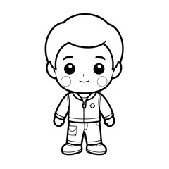 Vector illustration of a cute Boy drawing for toddlers coloring activity