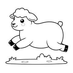 Vector illustration of a cute Sheep doodle for kids colouring page