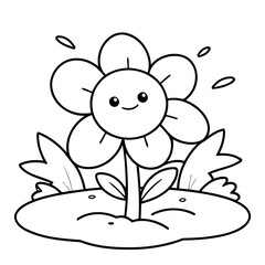 Cute vector illustration Flower drawing for kids colouring page