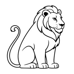 Vector illustration of a cute Lion doodle colouring activity for kids