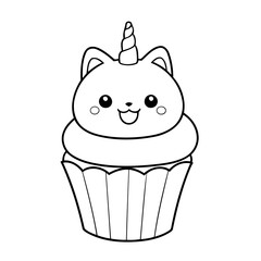 Simple vector illustration of Caticorn for children colouring activity