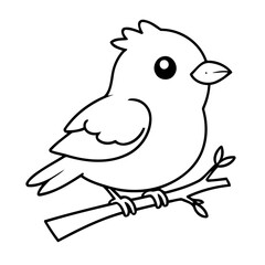 Vector illustration of a cute Bird drawing for kids page