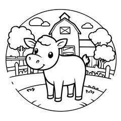 Cute vector illustration farm hand drawn for kids coloring page