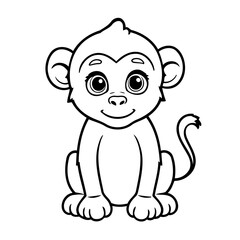 Obraz premium Vector illustration of a cute Baboon drawing for colouring page