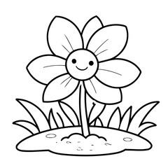 Cute vector illustration Flower drawing for colouring page